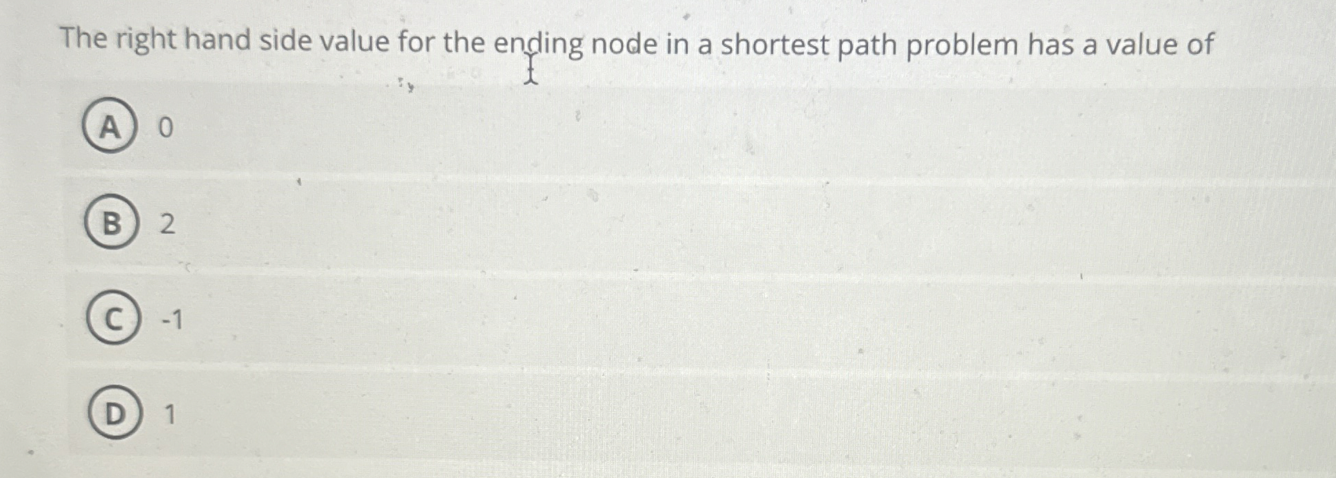 The right hand side value for the ending node in