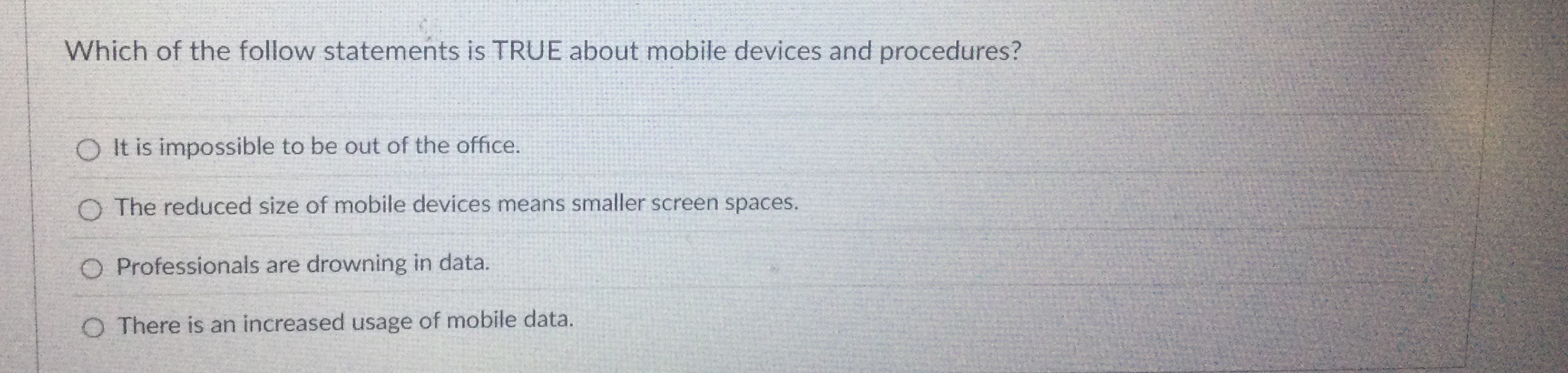 Which of the follow statements is TRUE about
