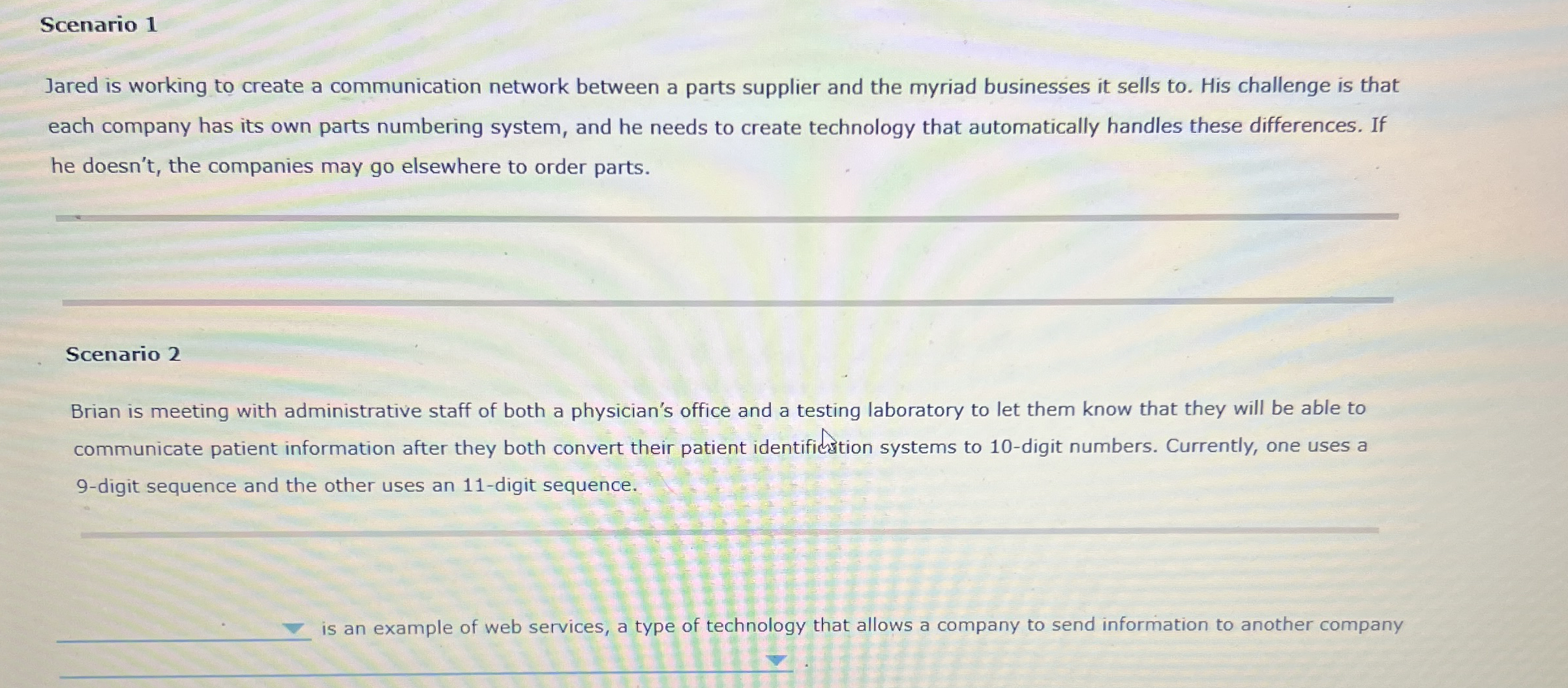 Scenario 1 Jared is working to create a