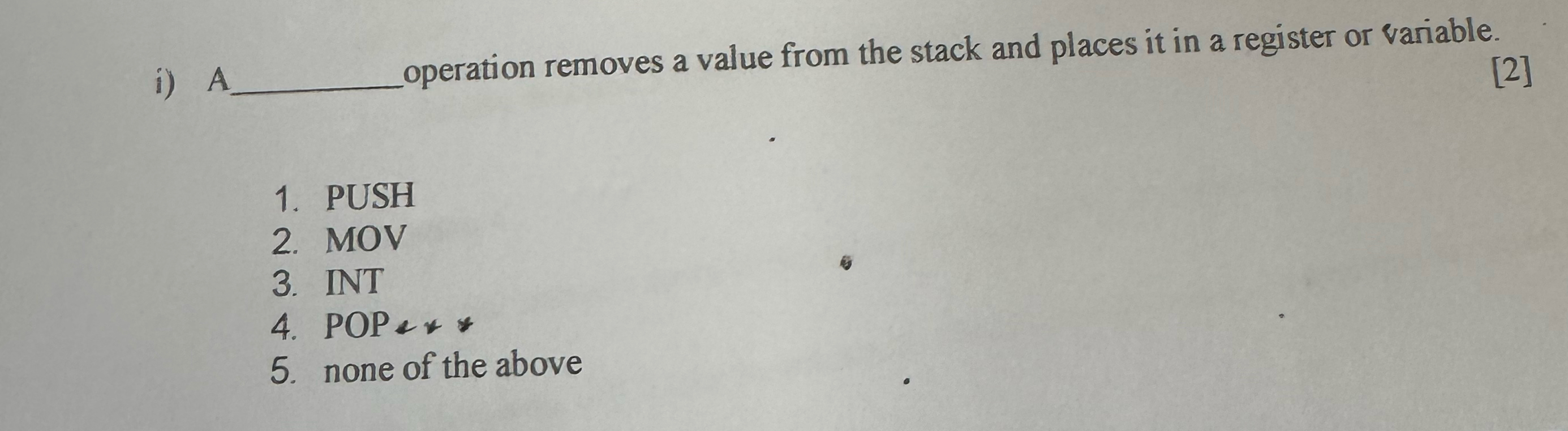 i ) A q , operation removes a value from the