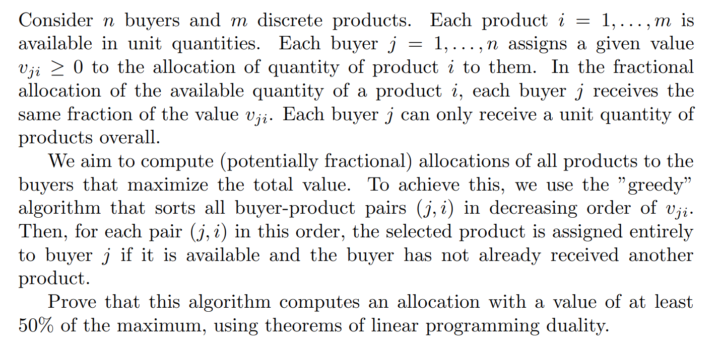 Consider n buyers and m discrete products. Each