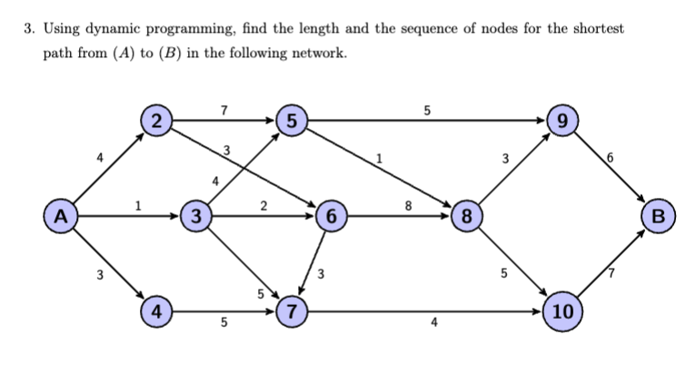 3 . Using dynamic programming, find the length