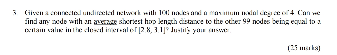 3 . Given a connected undirected network with 1 0