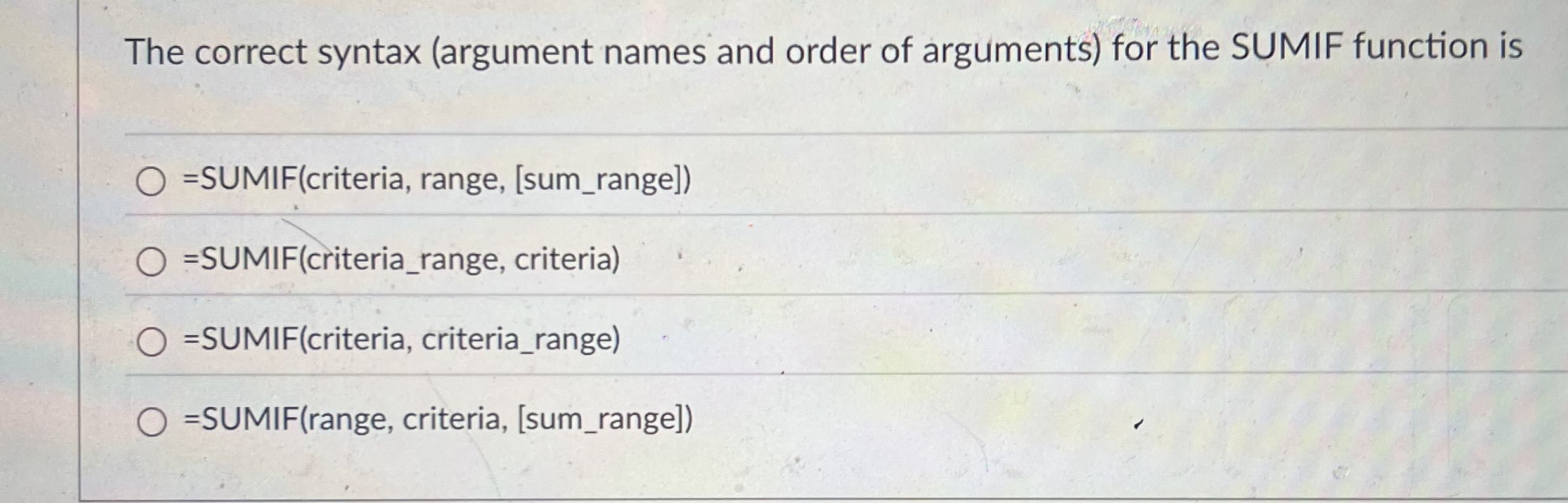 The correct syntax ( argument names and order of