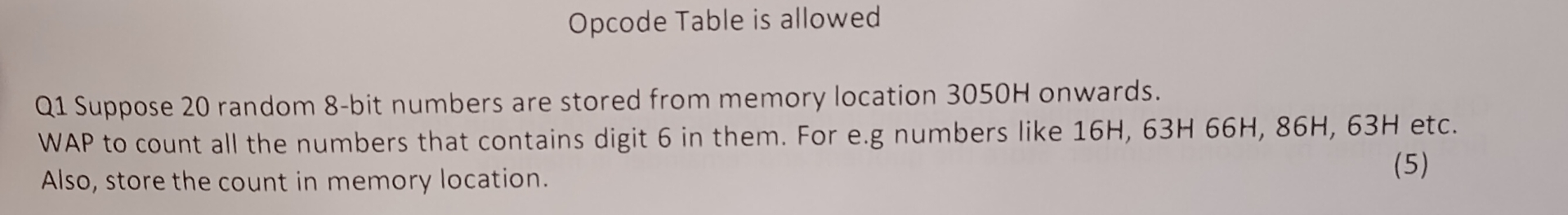 Opcode Table is allowed Q 1 Suppose 2 0 random 8