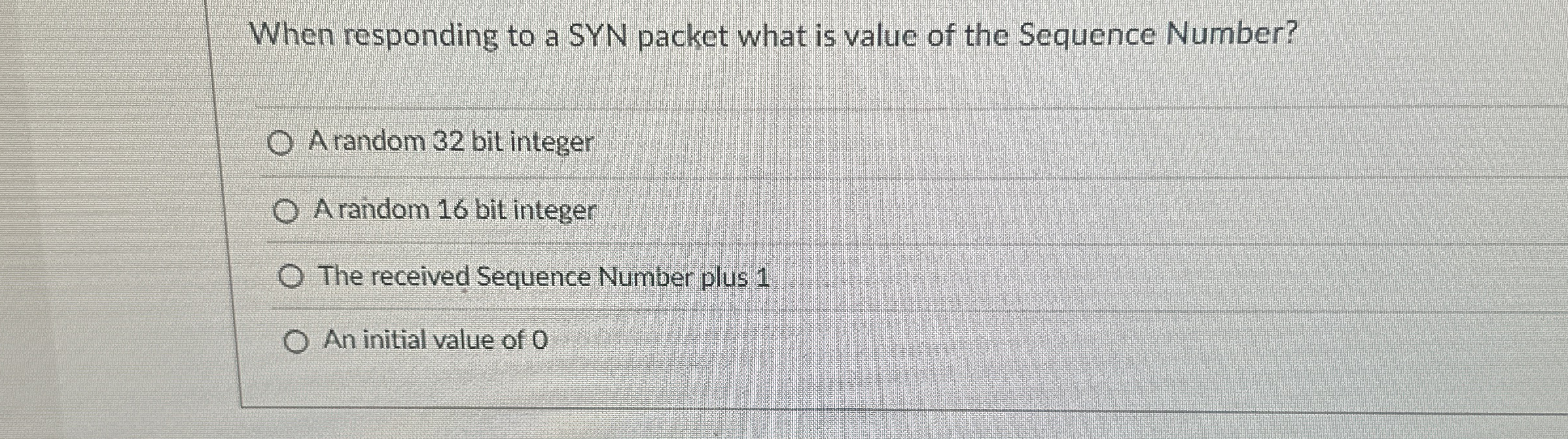 When responding to a SYN packet what is value of