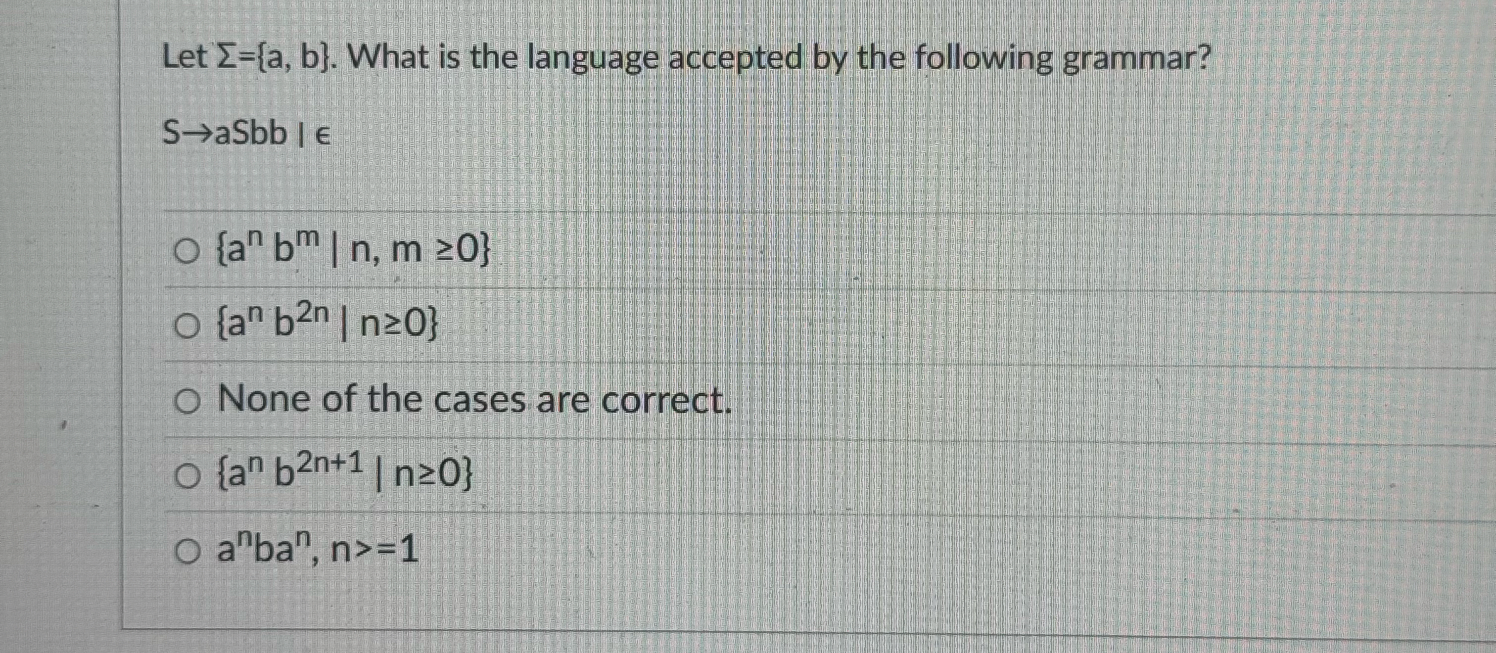 Let = { a , b } . What is the language accepted