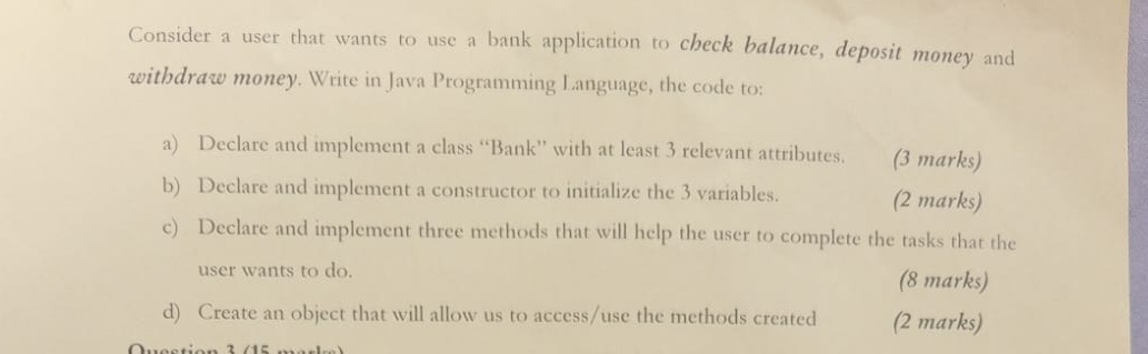 Consider a user that wants to use a bank