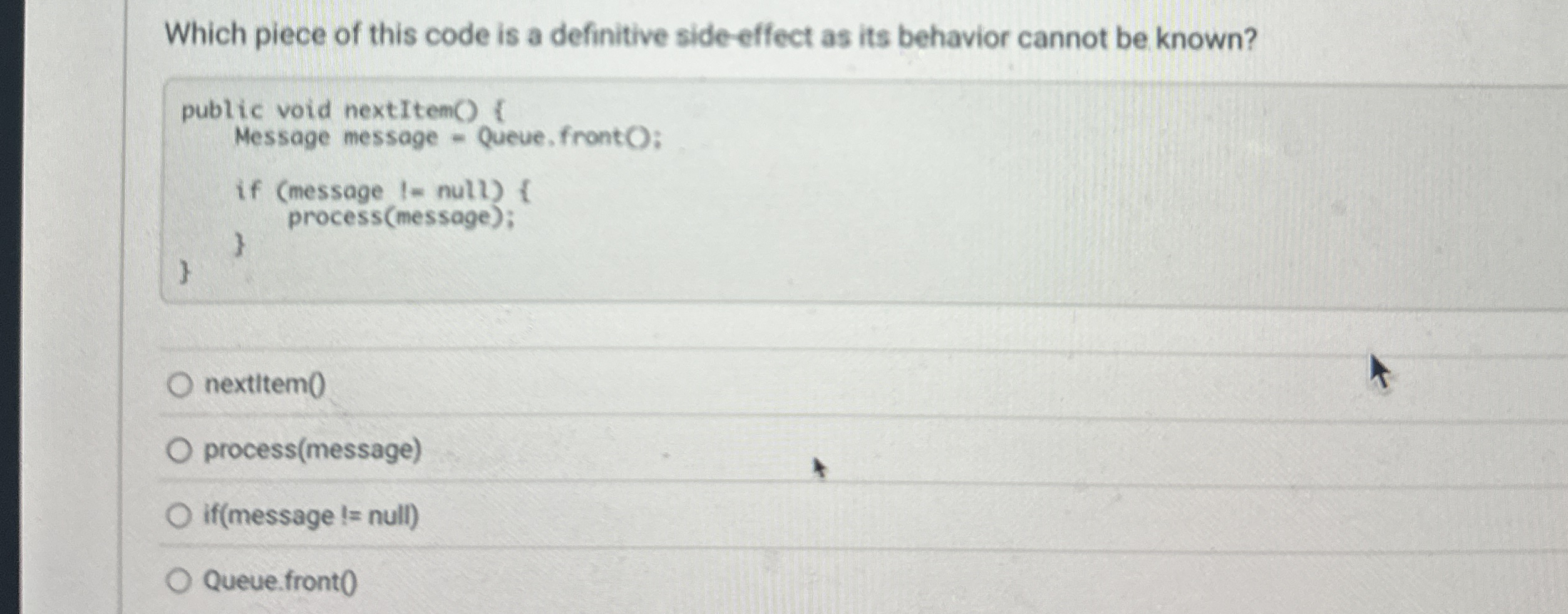Which piece of this code is a definitive side -