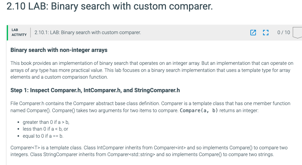 Please code in C + + : Binary search with non -