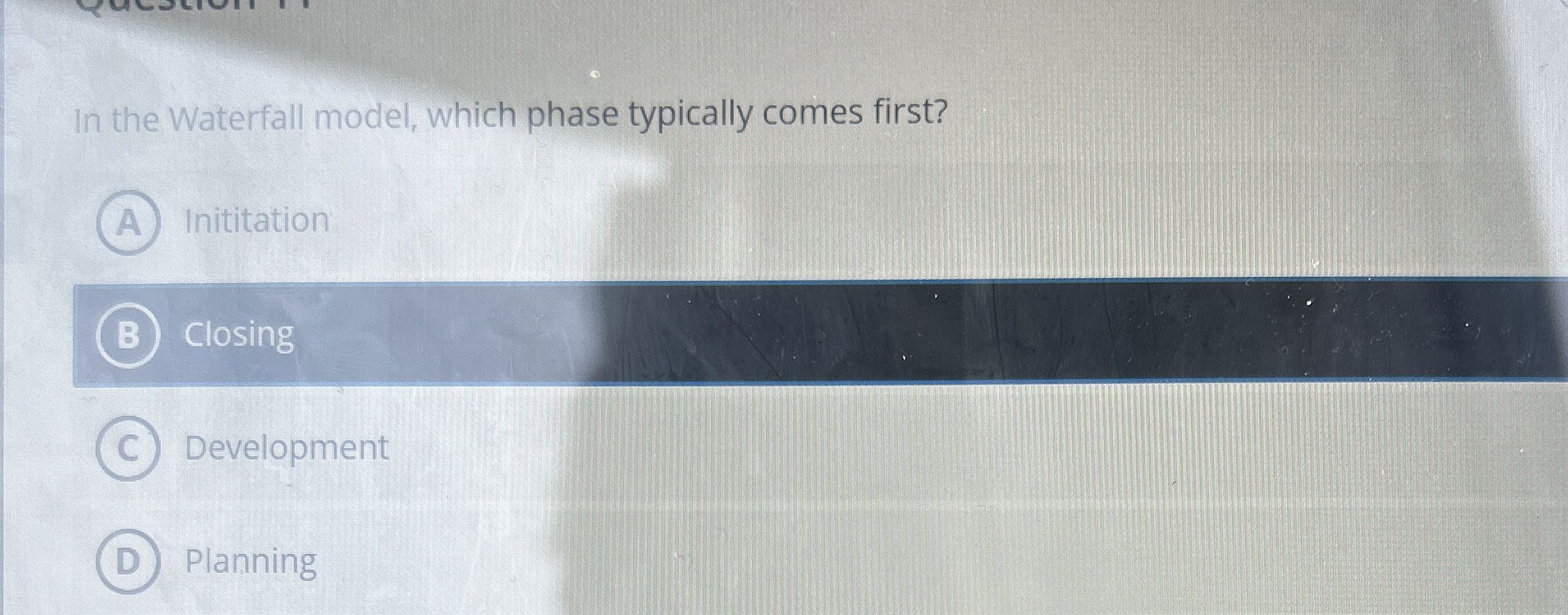 In the Waterfall model, which phase typically
