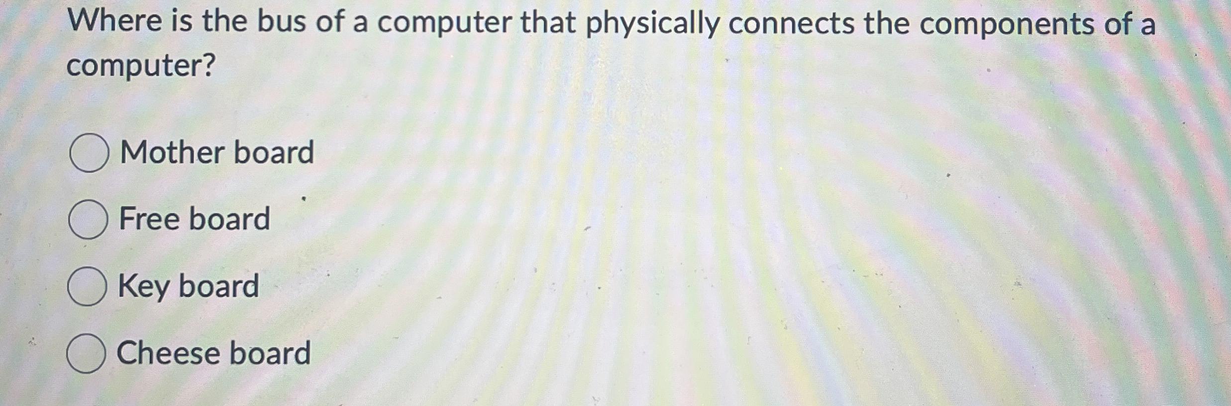 Where is the bus of a computer that physically
