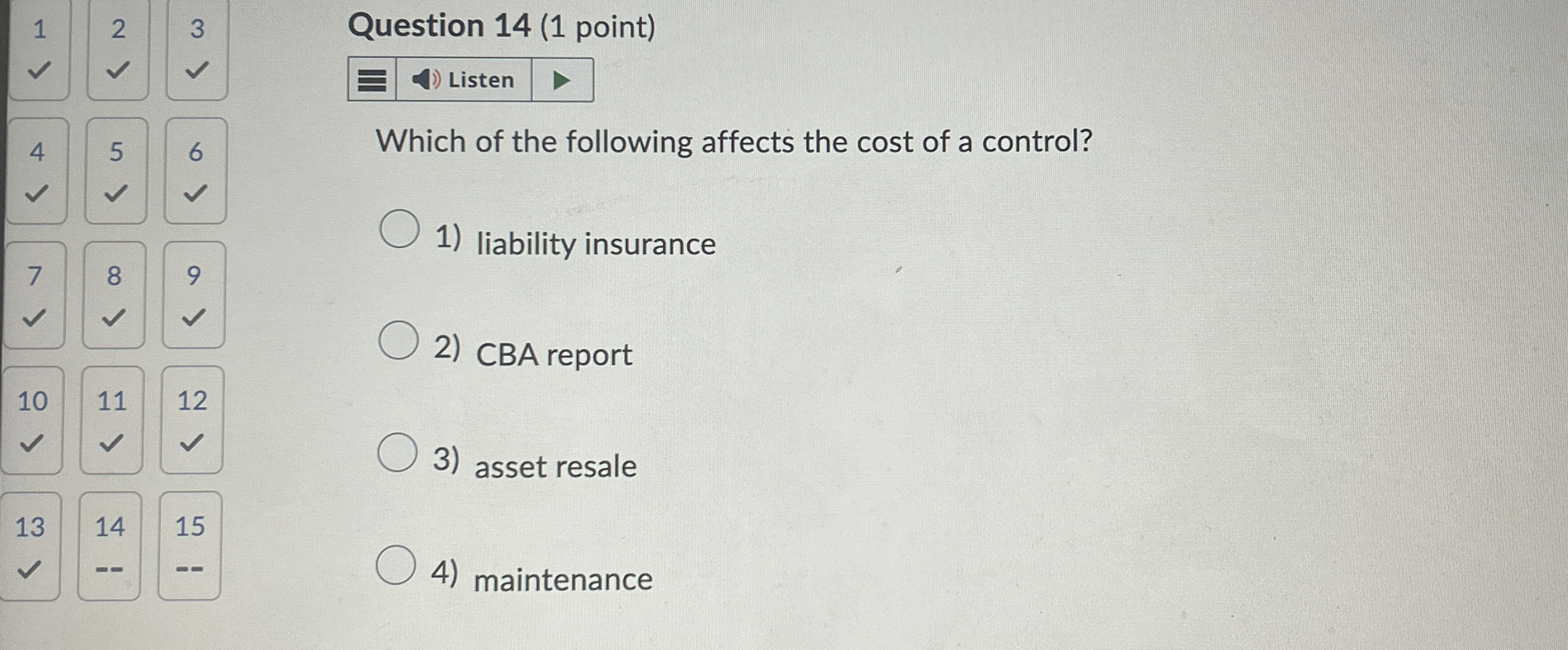 Question 1 4 ( 1 point ) Which of the following