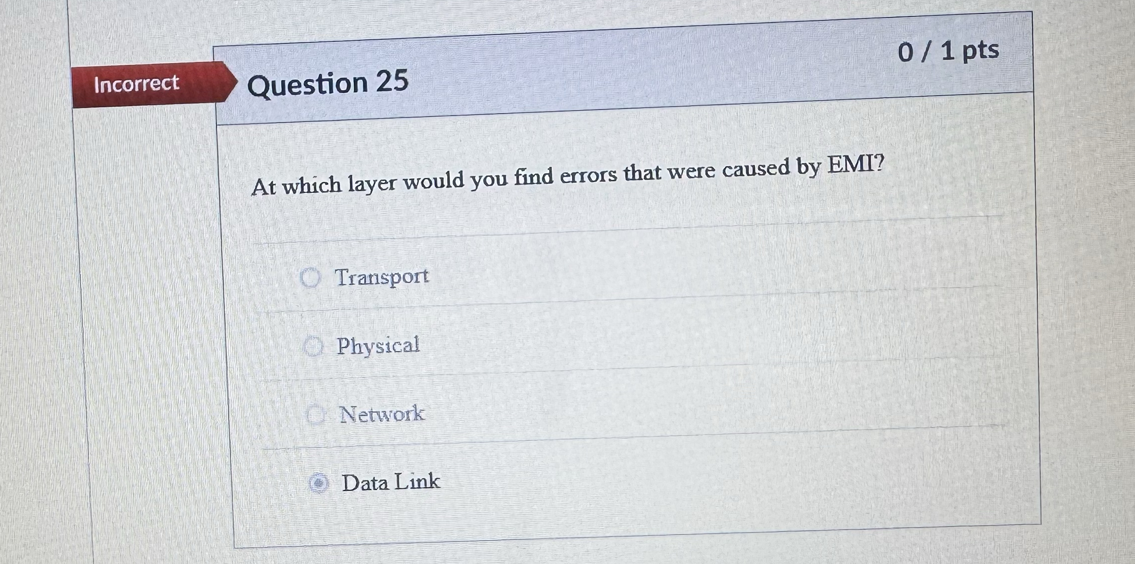 Question 2 5 At which layer would you find errors