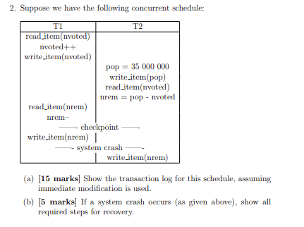 2 . Suppose we have the following concurrent