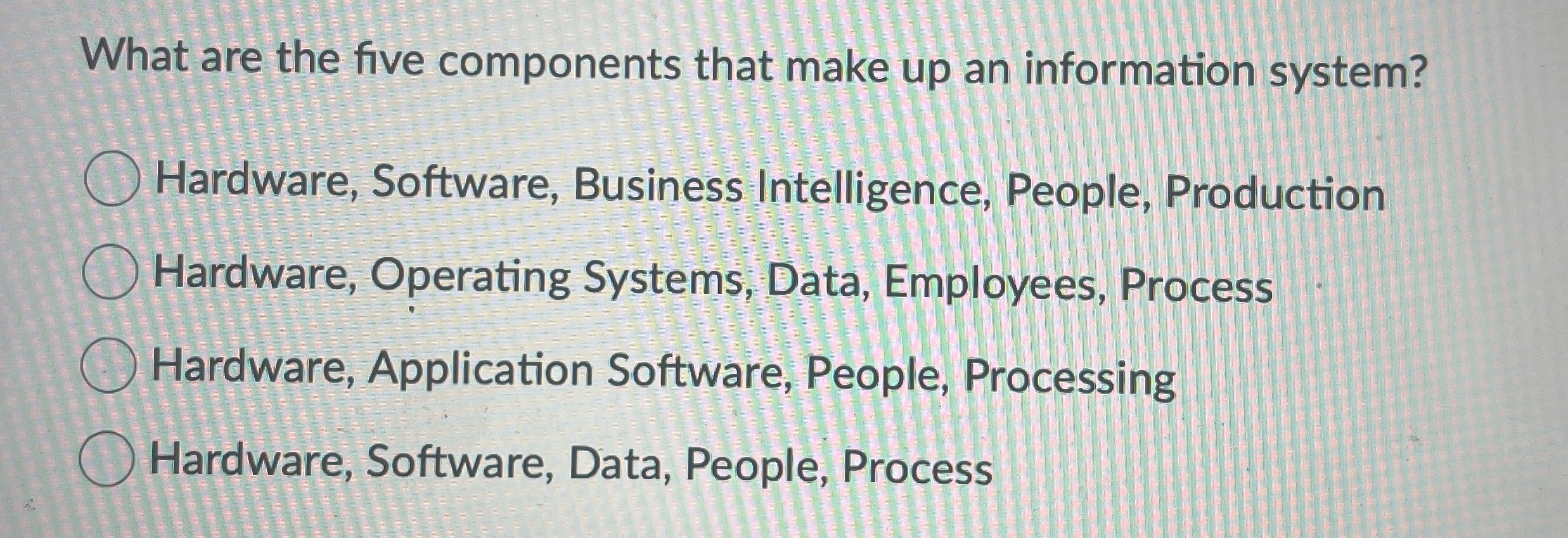 What are the five components that make up an
