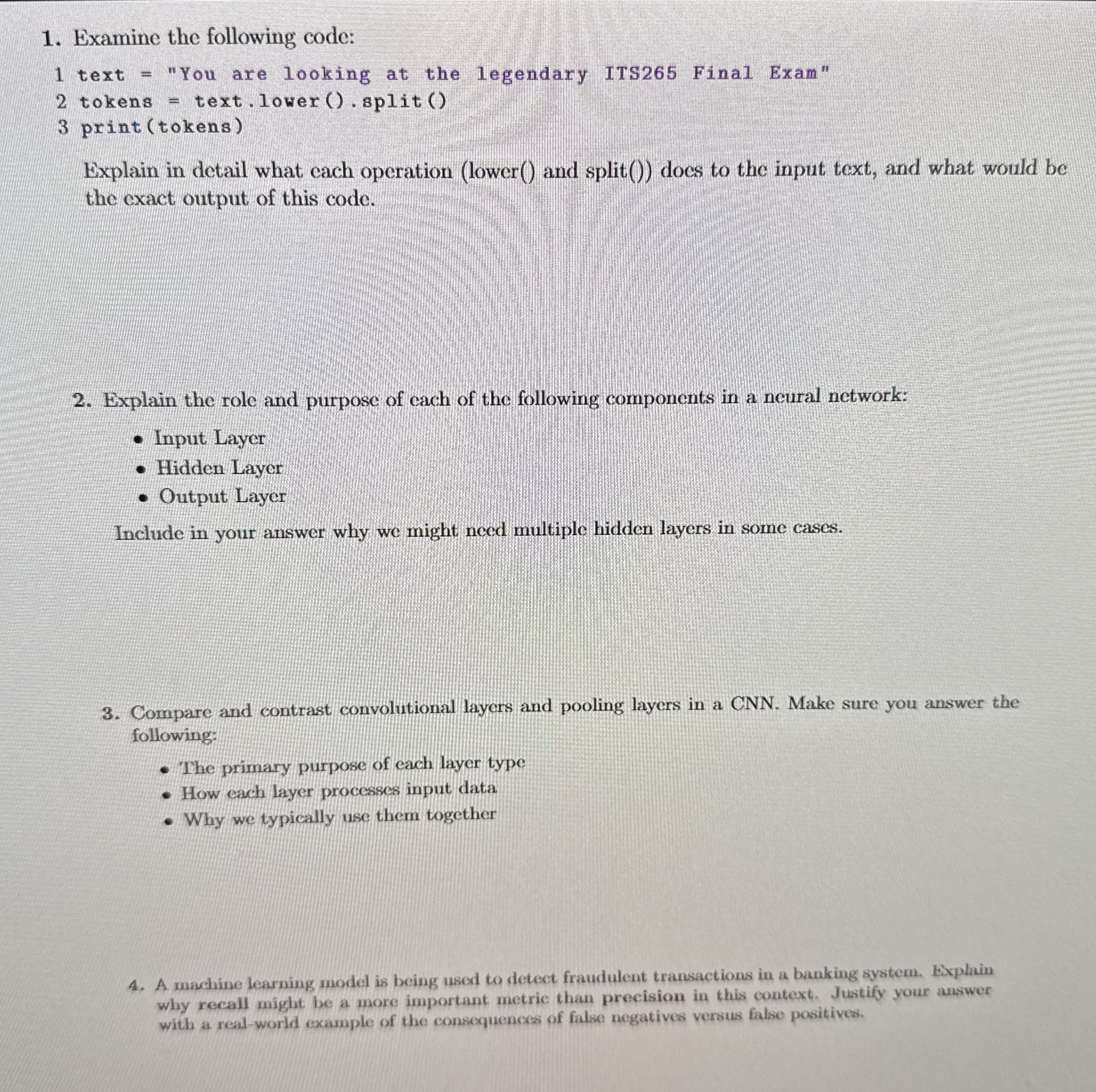 Examine the following code:Explain in detail what