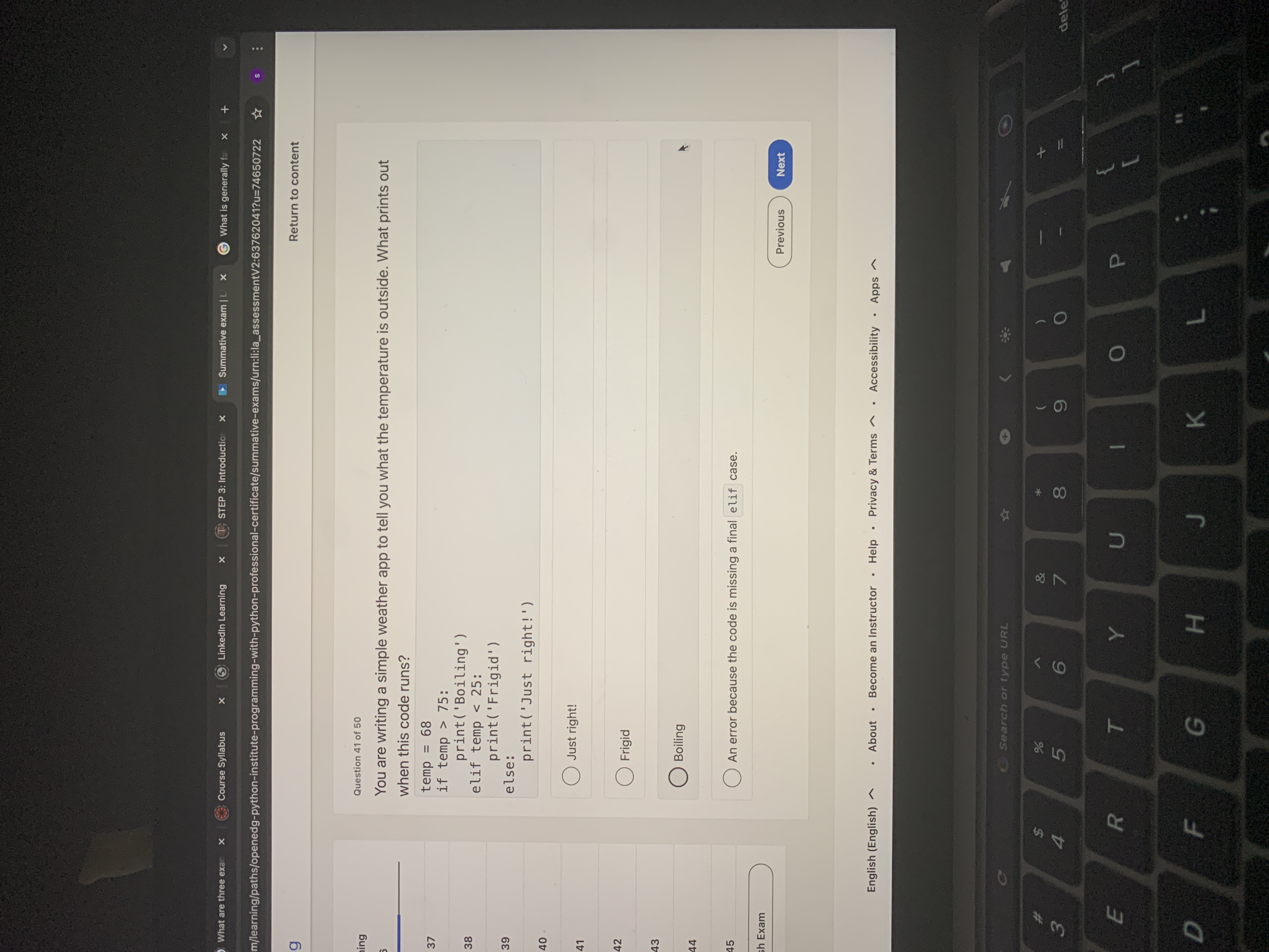You are writing a simple weather app to tell you