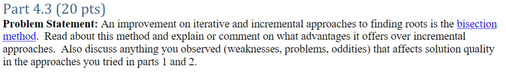 Part 4 . 3 ( 2 0 pts ) Problem Statement: An