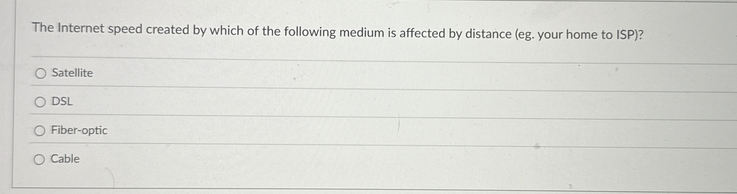 The Internet speed created by which of the