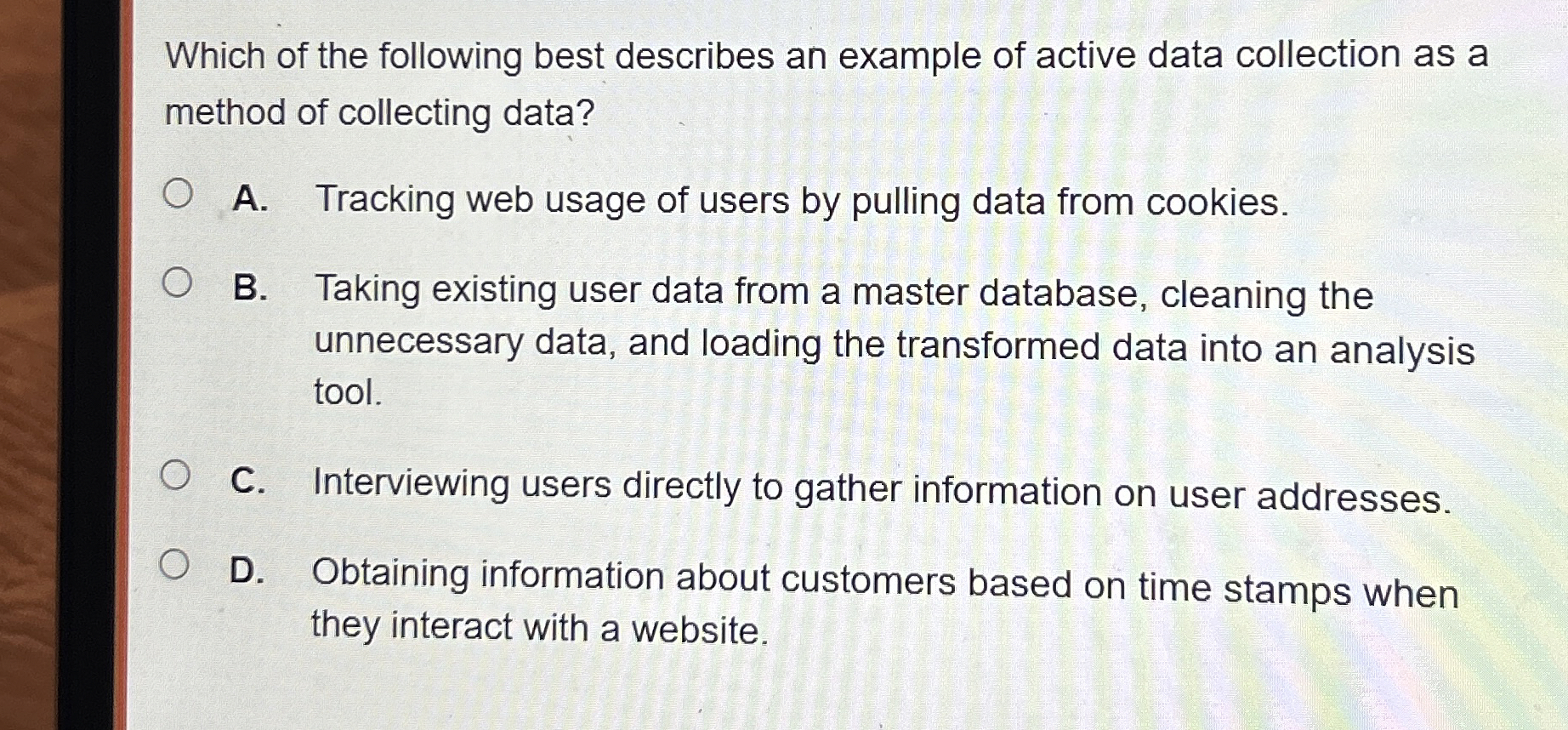 Which of the following best describes an example
