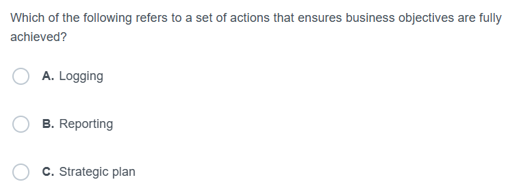 Which of the following refers to a set of actions