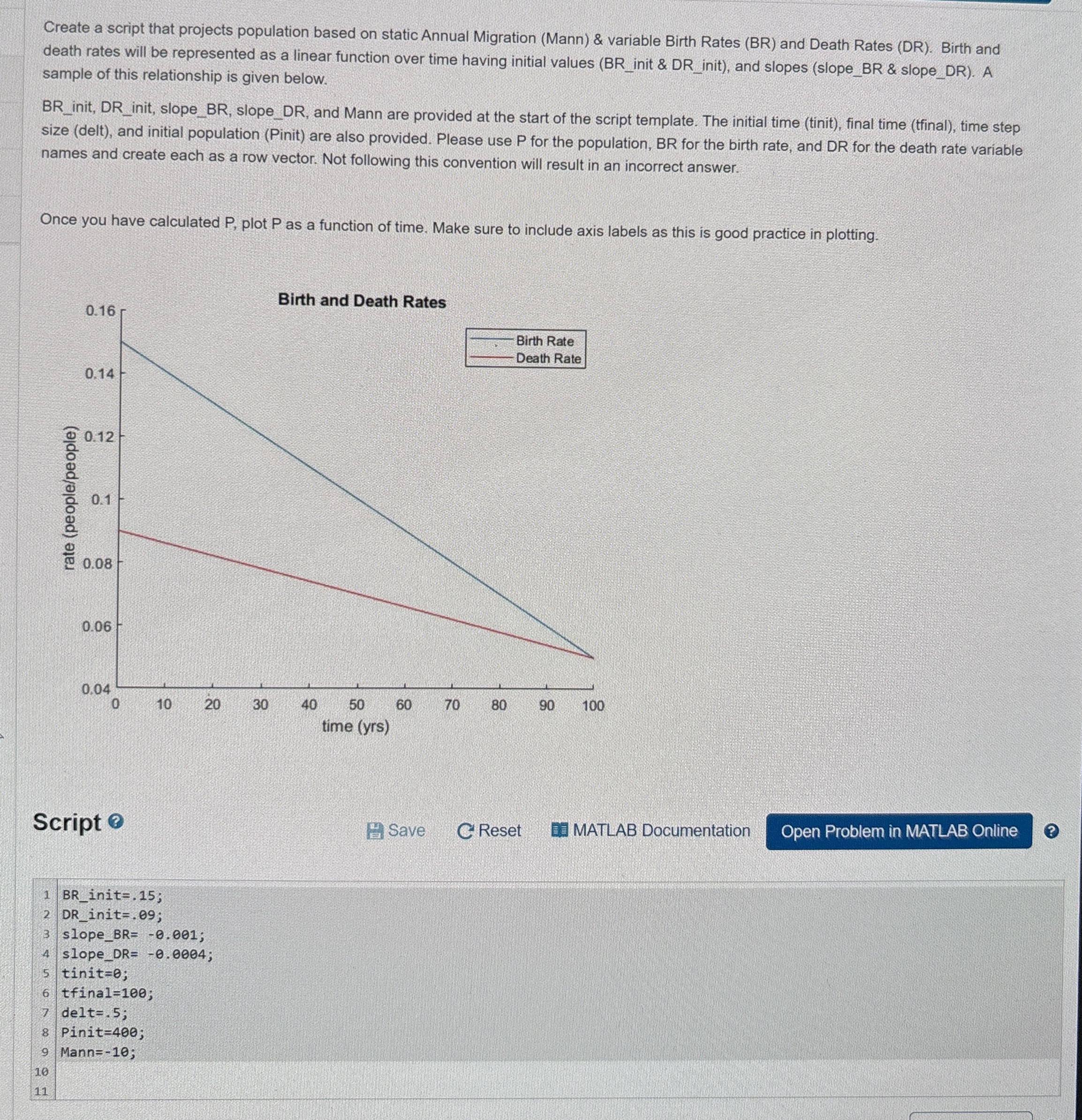 Create a script that projects population based on