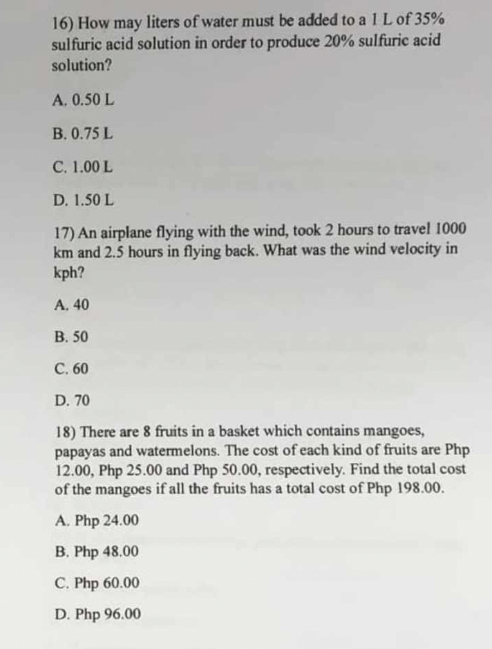How may liters of water must be added to a 1 L of