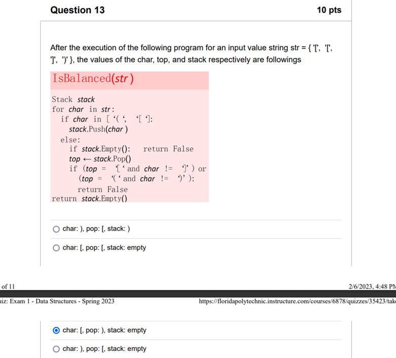 After the execution of the following program for