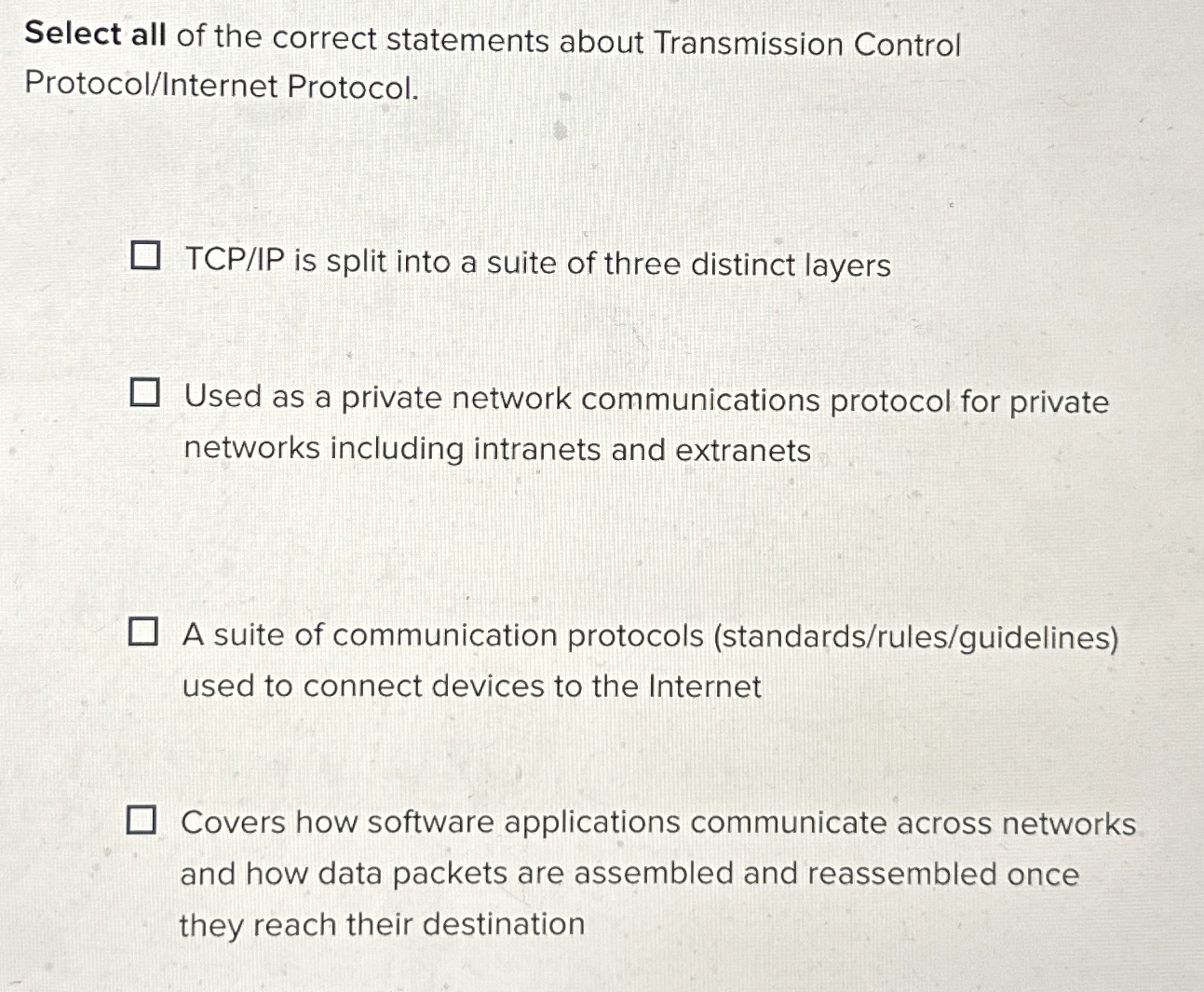 Select all of the correct statements about