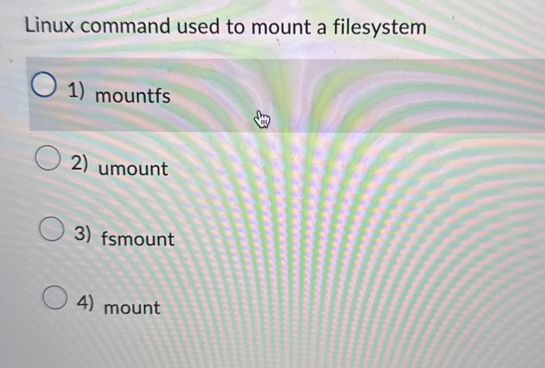 Linux command used to mount a filesystem mountfs