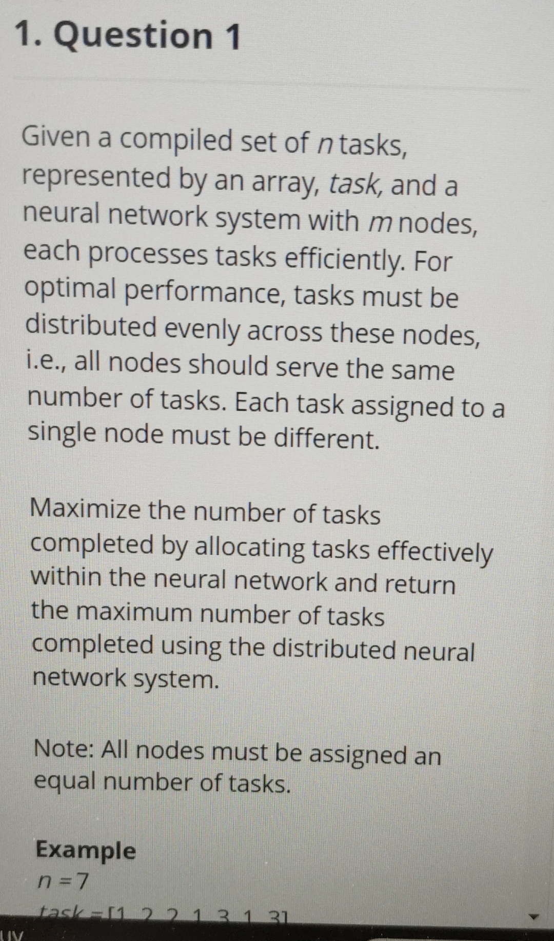 Given a compiled set of n tasks, represented by
