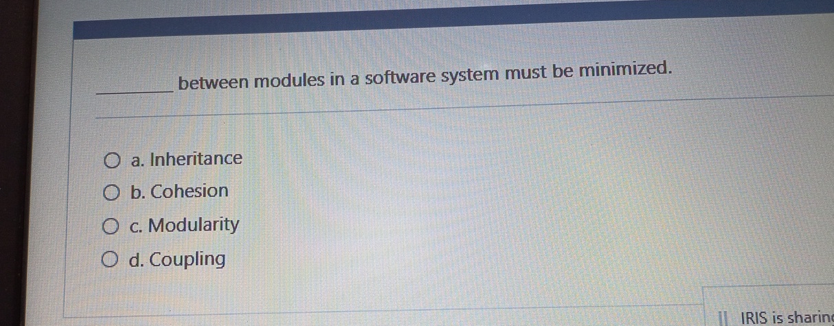 q , between modules in a software system must be