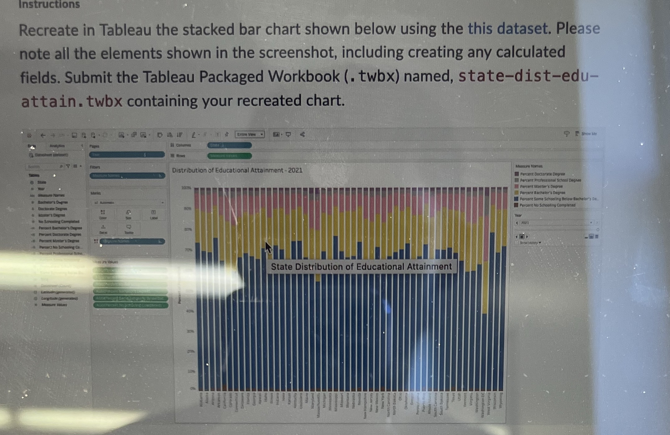 Instructions Recreate in Tableau the stacked bar