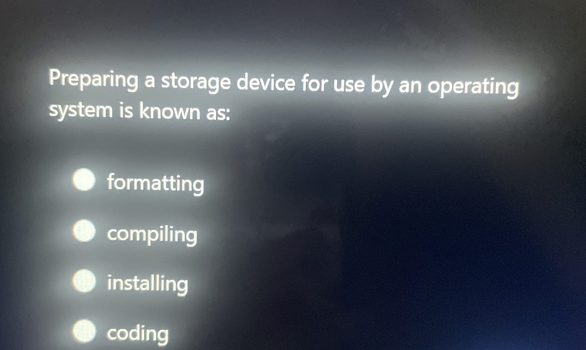 Preparing a storage device for use by an