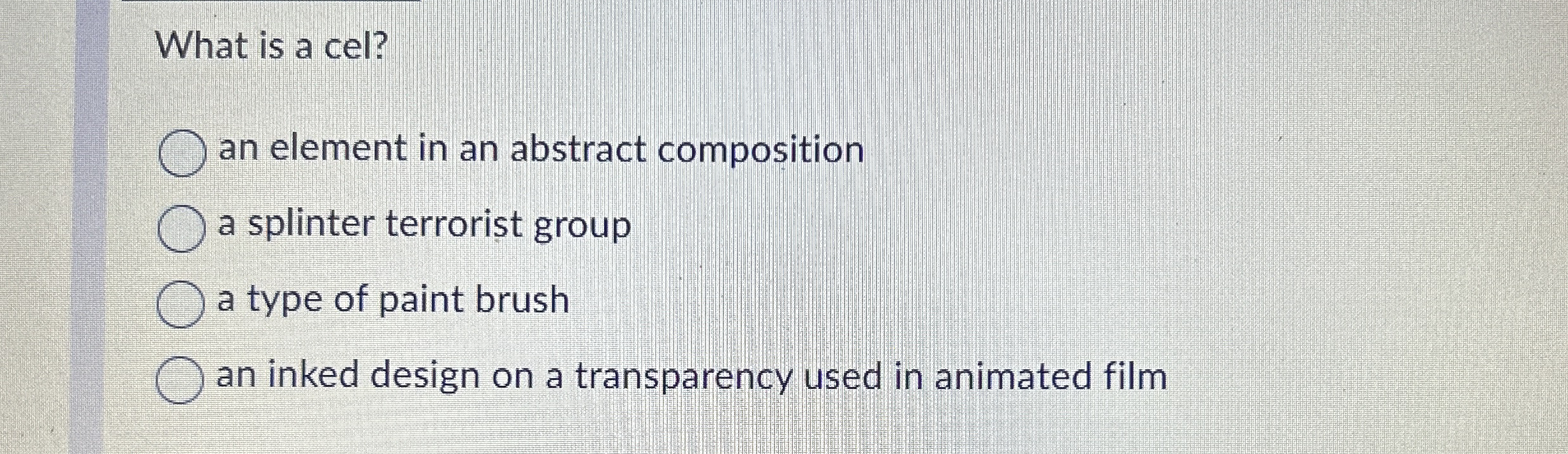 What is a cel? an element in an abstract