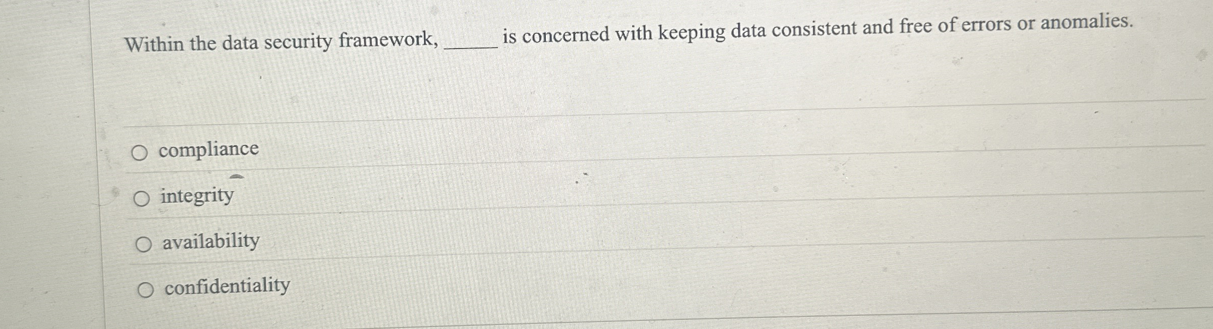 Within the data security framework, q , is