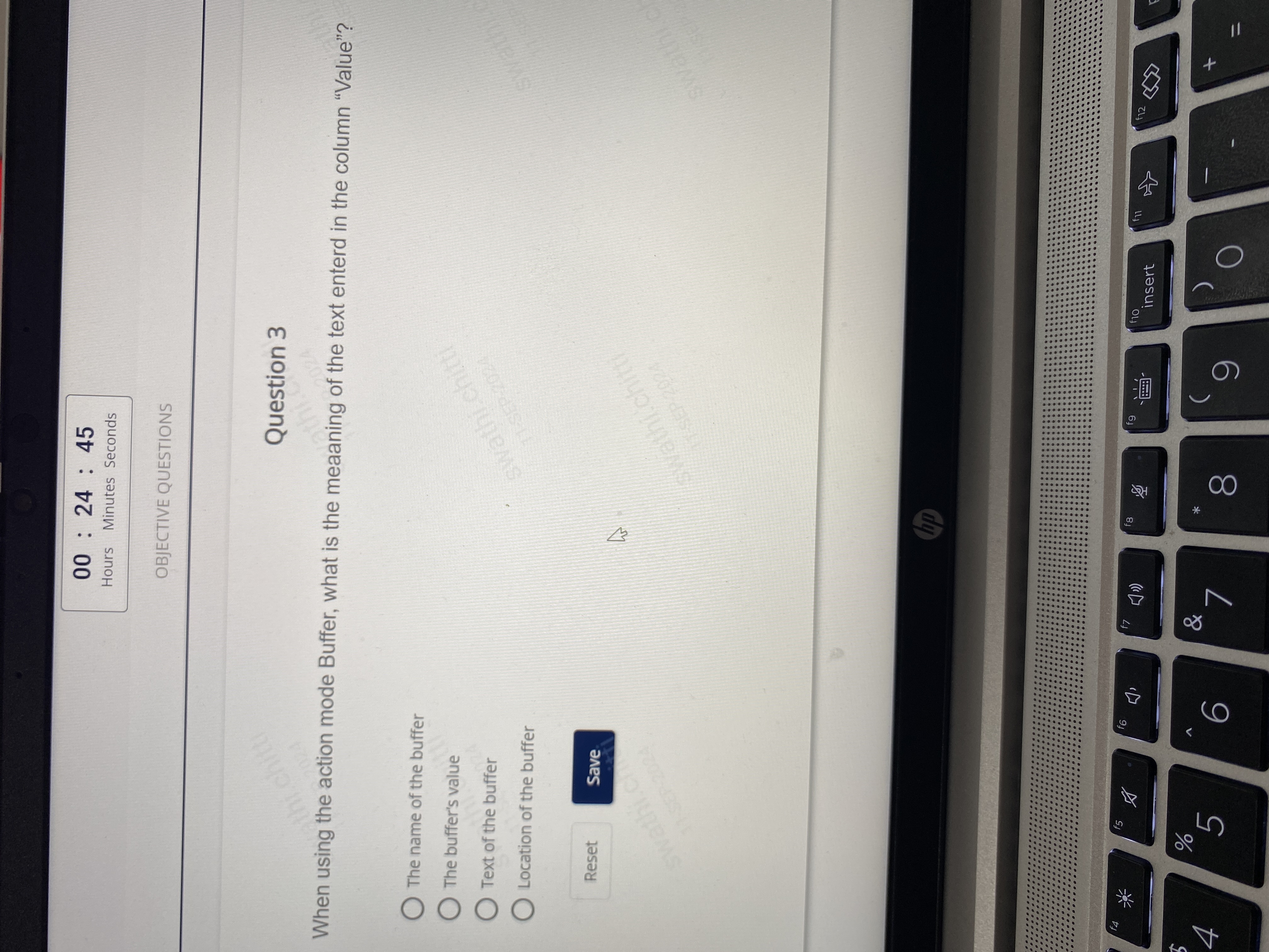 Question 3 When using the action mode Buffer,