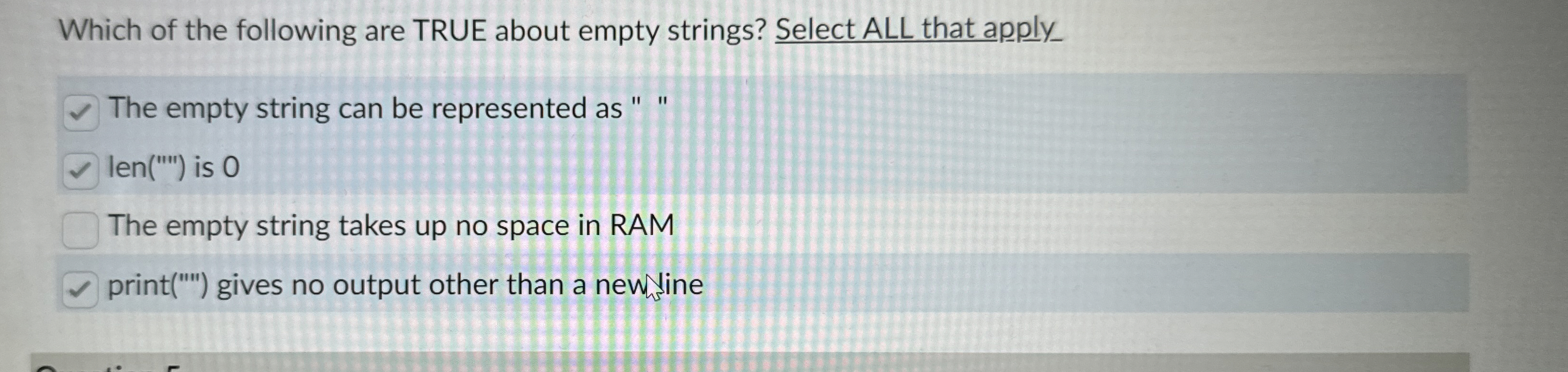 Which of the following are TRUE about empty