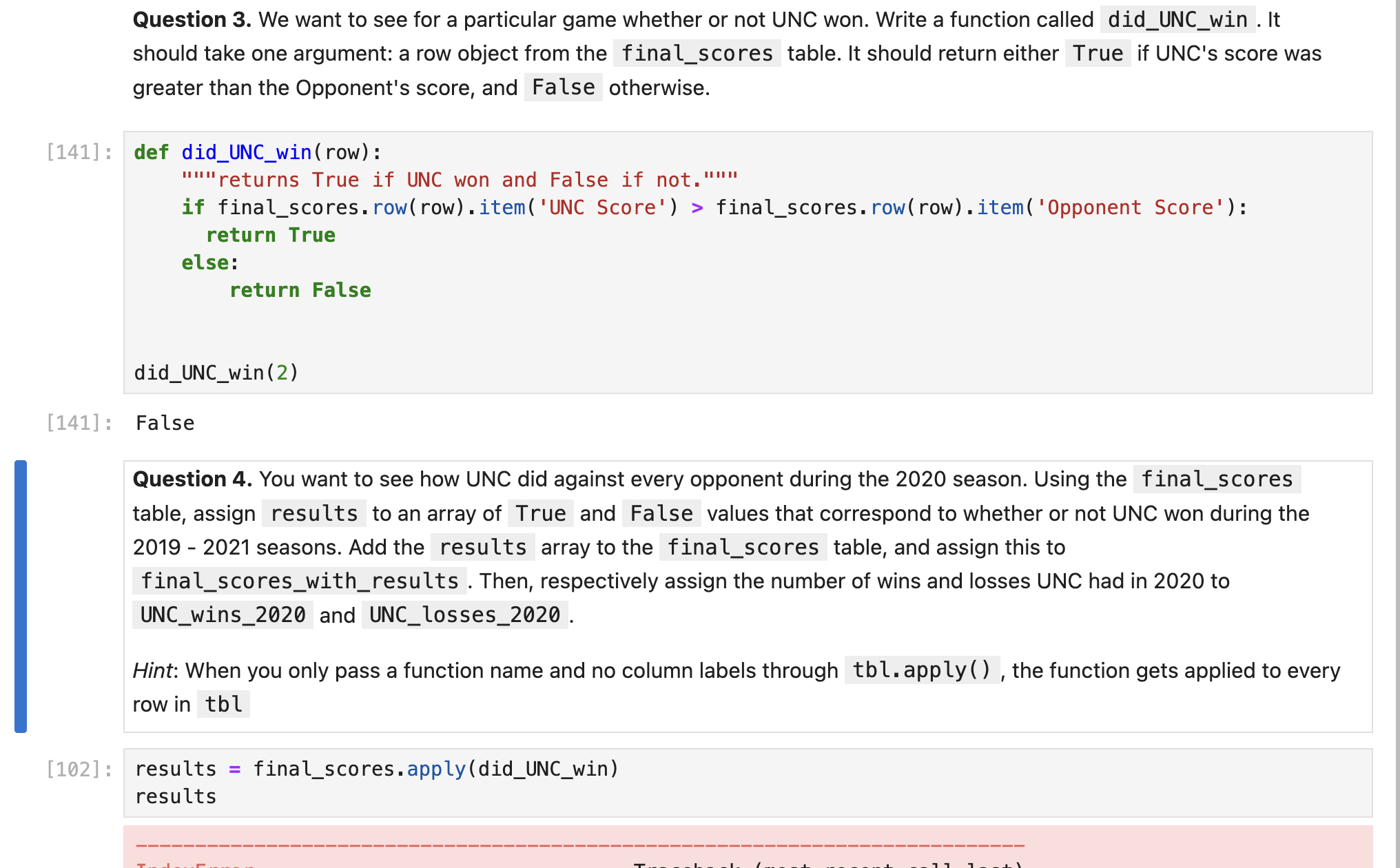 We want to see for a particular game whether or