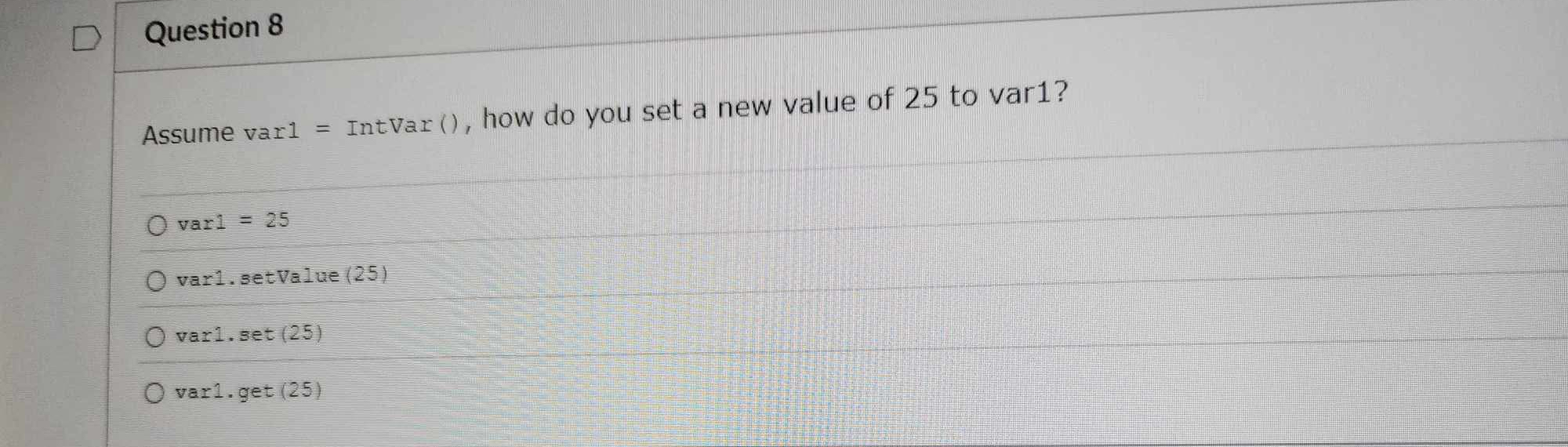 Question 8 Assume var 1 ? I = n t Var ( ) , how