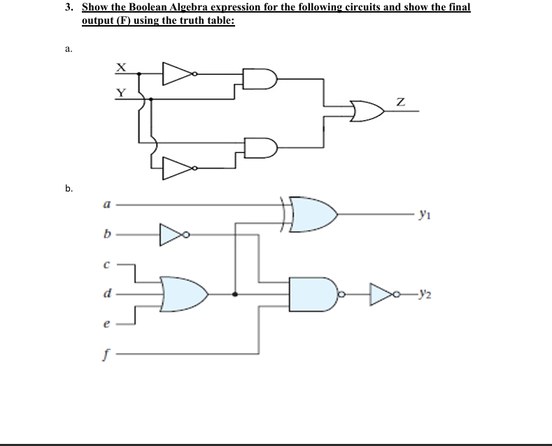 3 . Show the Boolean Algebra expression for the