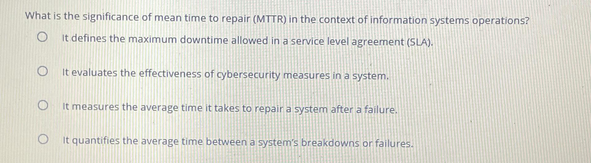 What is the significance of mean time to repair (