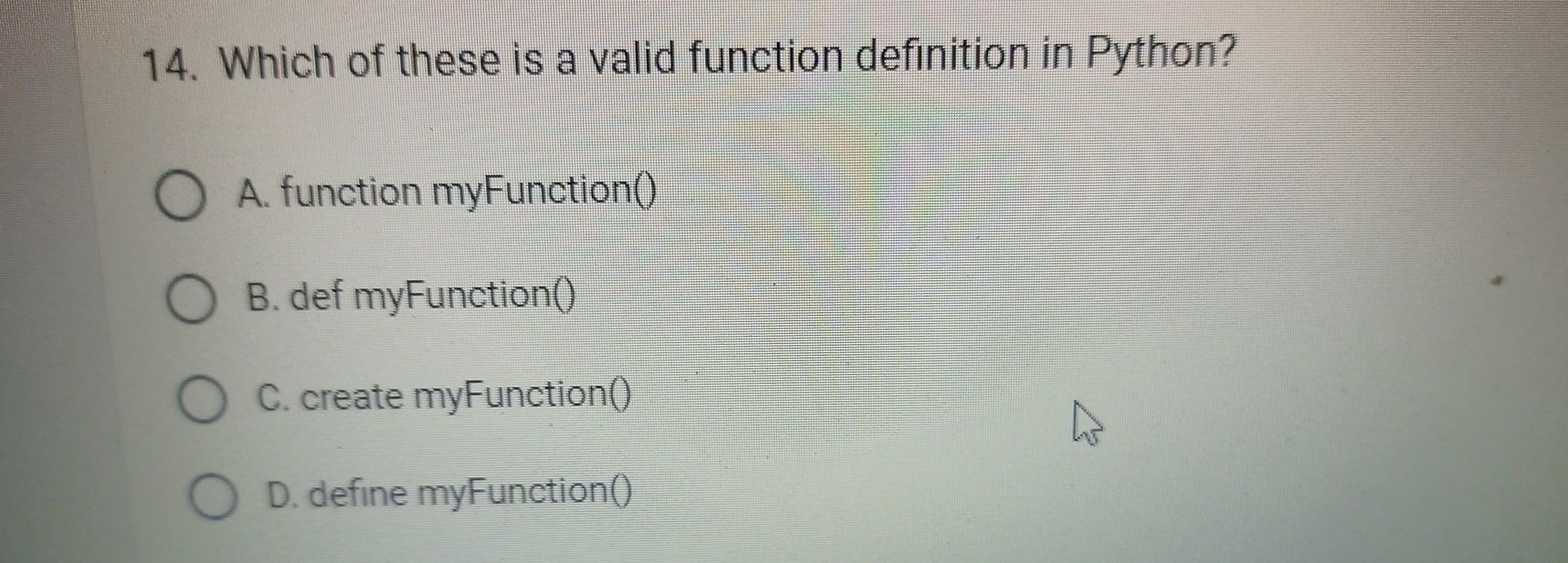 Which of these is a valid function definition in