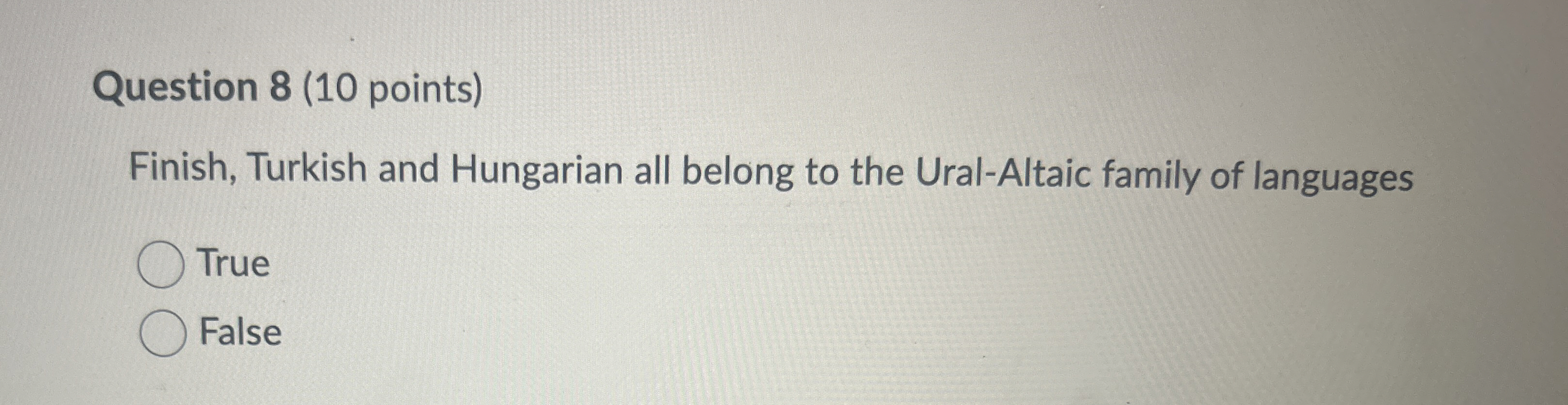 Question 8 ( 1 0 points ) Finish, Turkish and