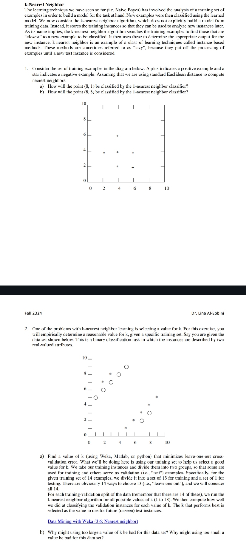 k - Nearest Neighbor The learning technique we