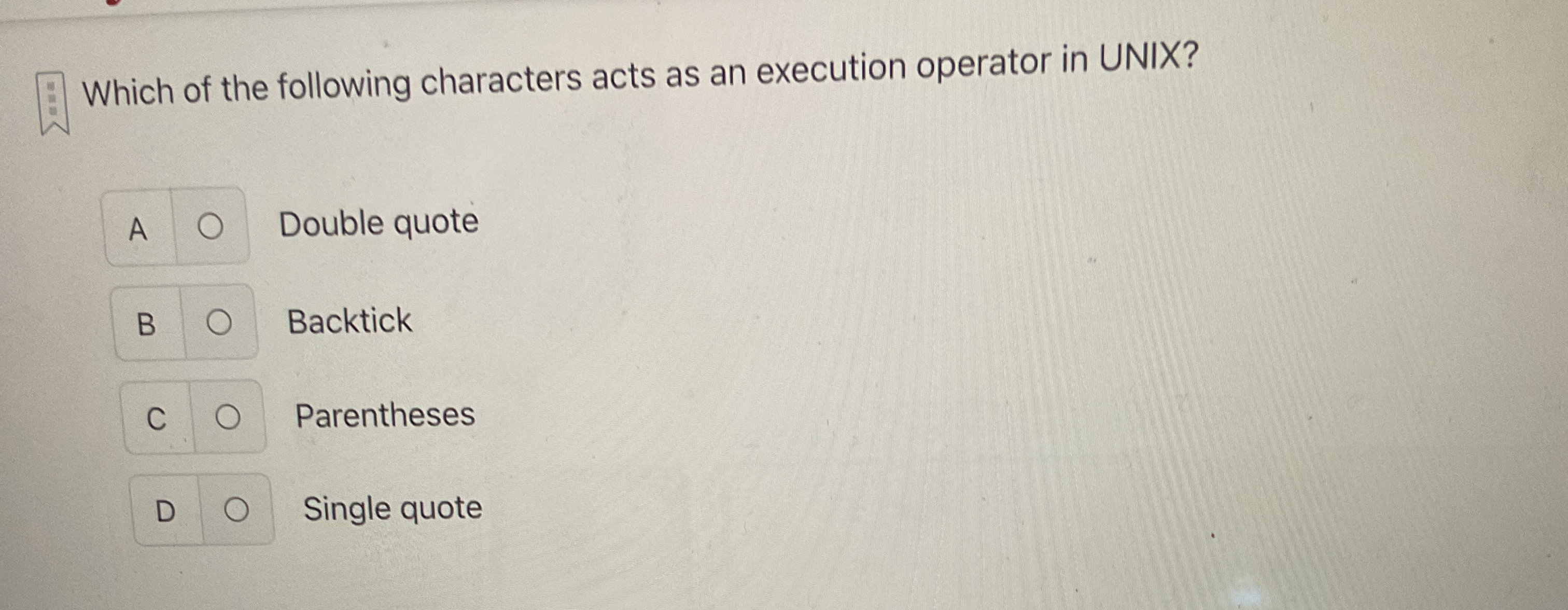 Which of the following characters acts as an