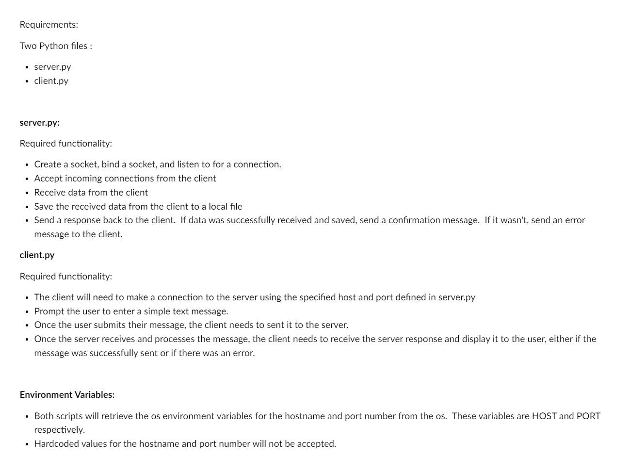 Requirements: Two Python files: server.py