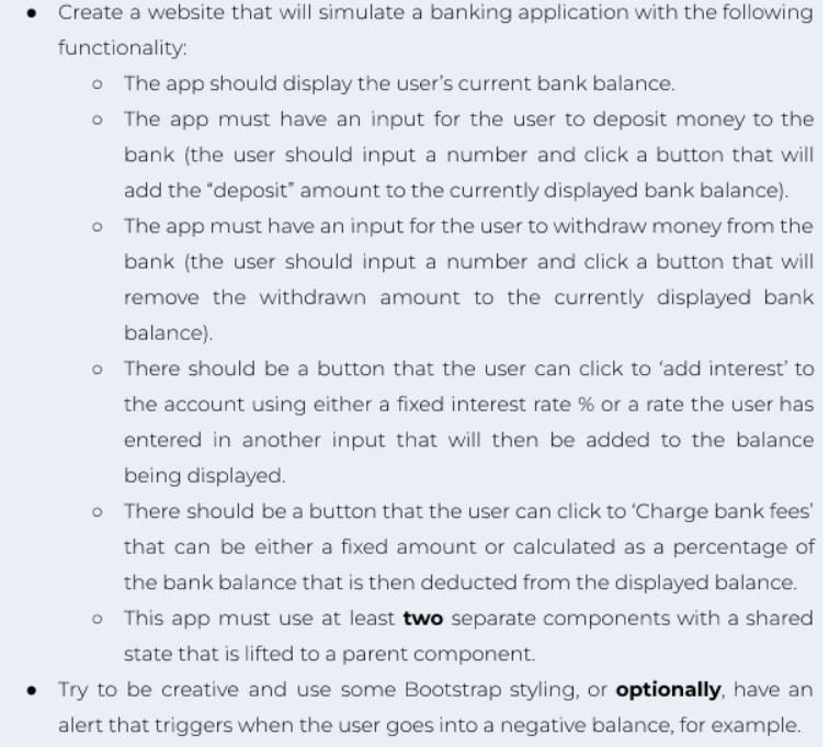 Create a website that will simulate a banking
