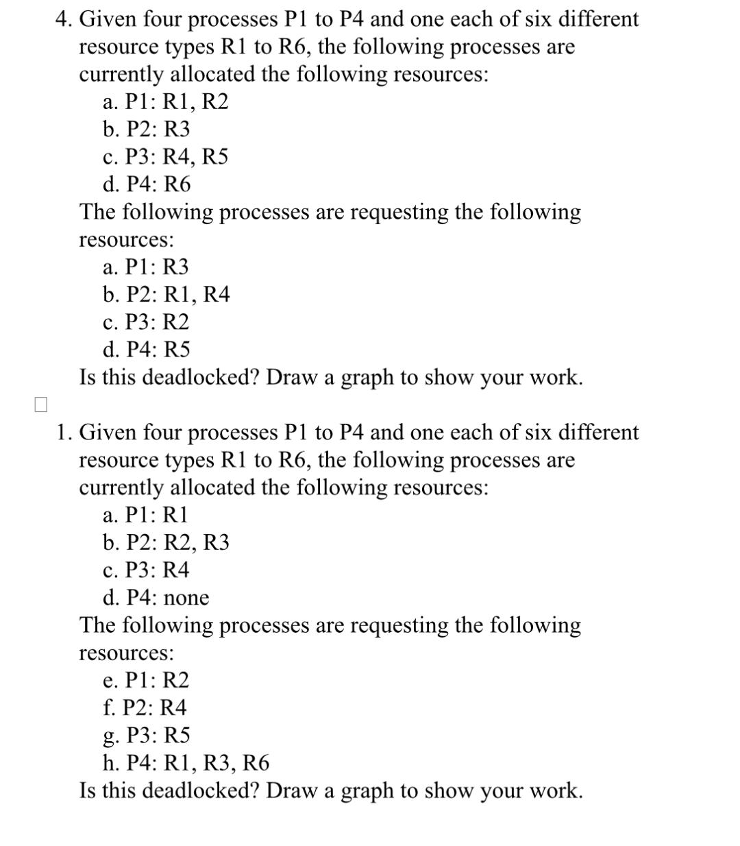 Please Draw the graphs of each one. Given four